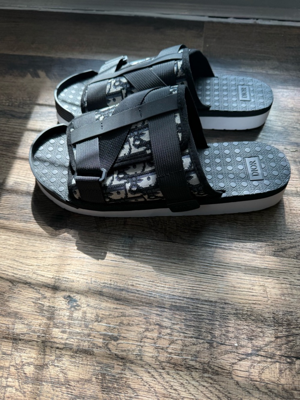 Dior Black Logo Canvas Slide Sandals - Picture 2 of 4